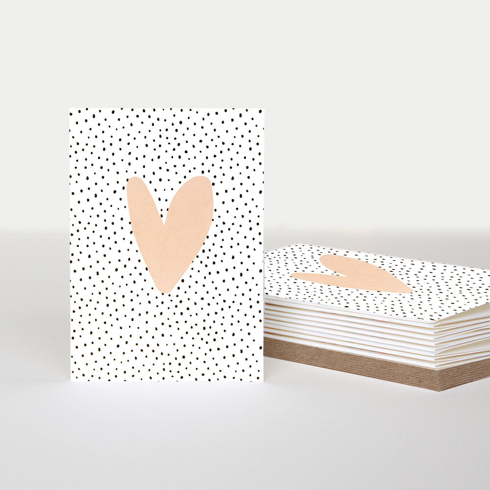 PQE280-Caroline G-Pink Heart On Dotty Background 10 Pck-Boxed Cards-