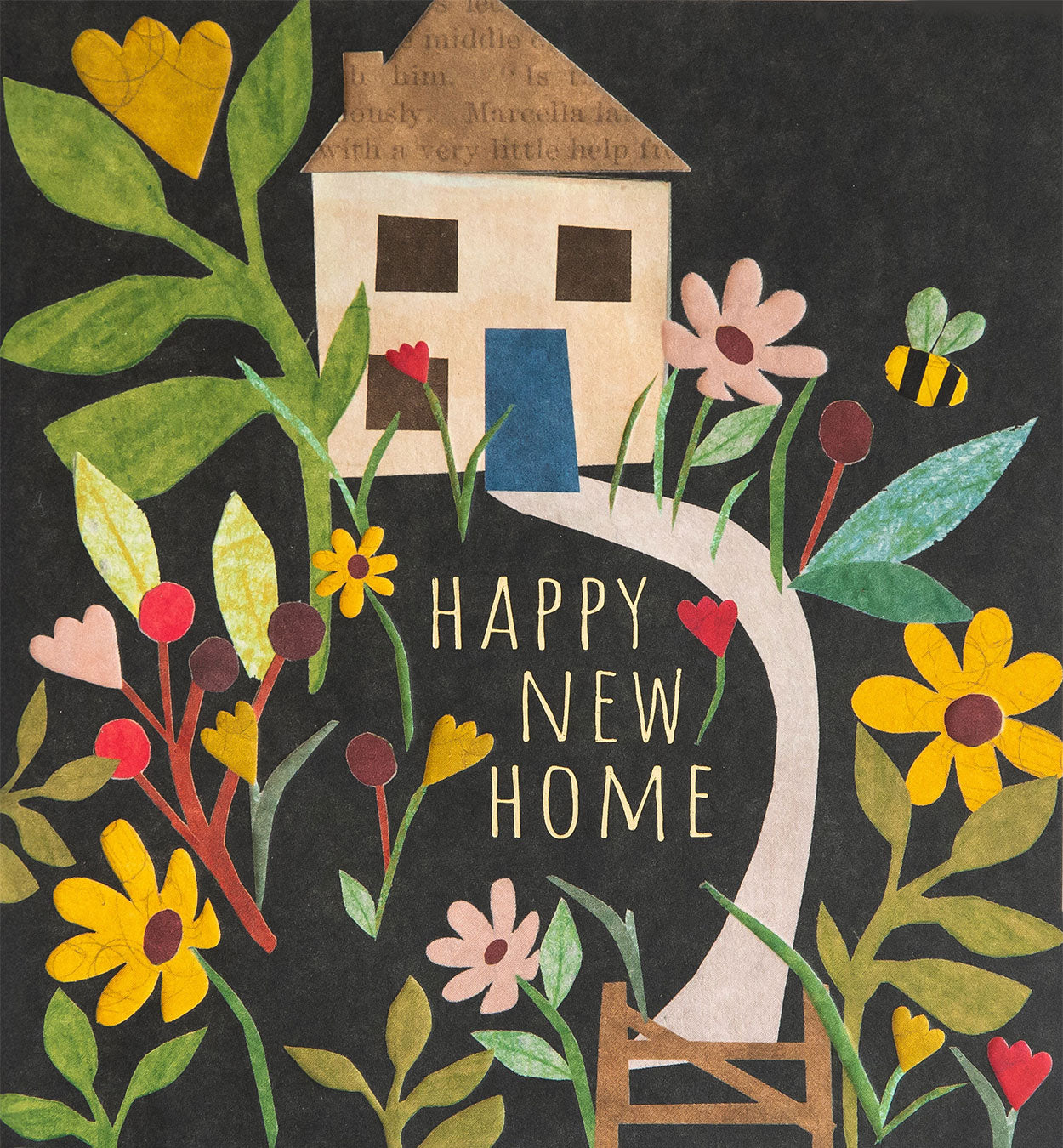 PRC001-Caroline G-Happy New Home Collage House With Flower Path-Card-