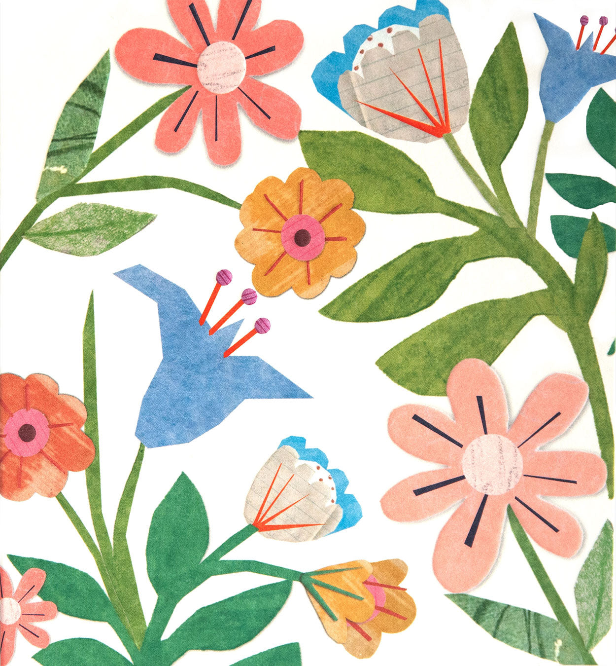 PRC007-Caroline G-Blank Collage Multi Wildflowers-Card-