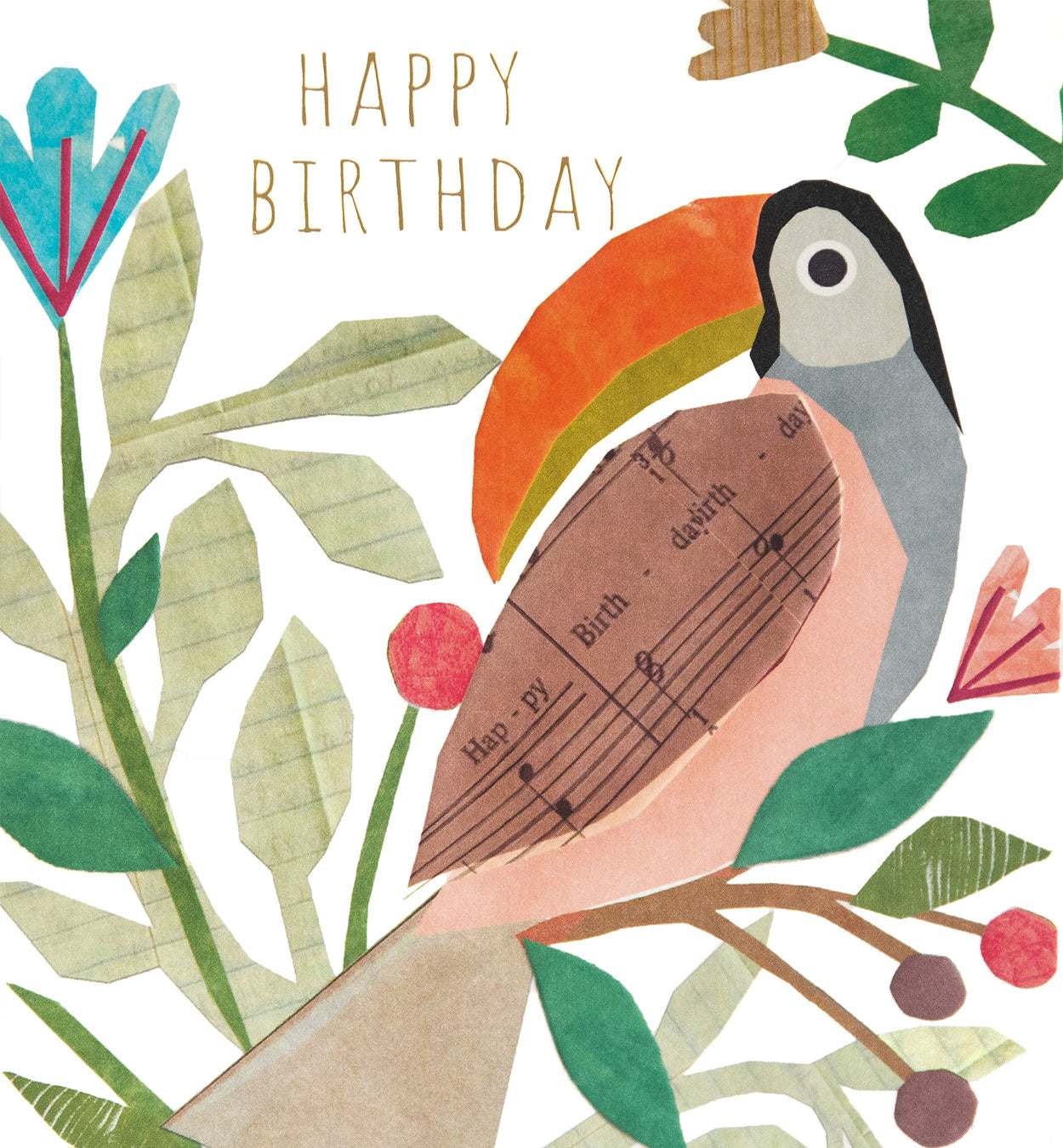 PRC009-Caroline G-Happy Birthday Musical Collage Toucan-Card-