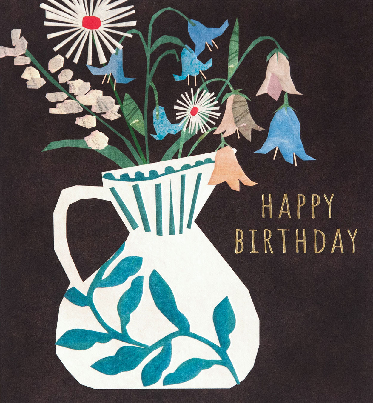 PRC010-Caroline G-Happy Birthday Collage Vase With Flowers-Card-