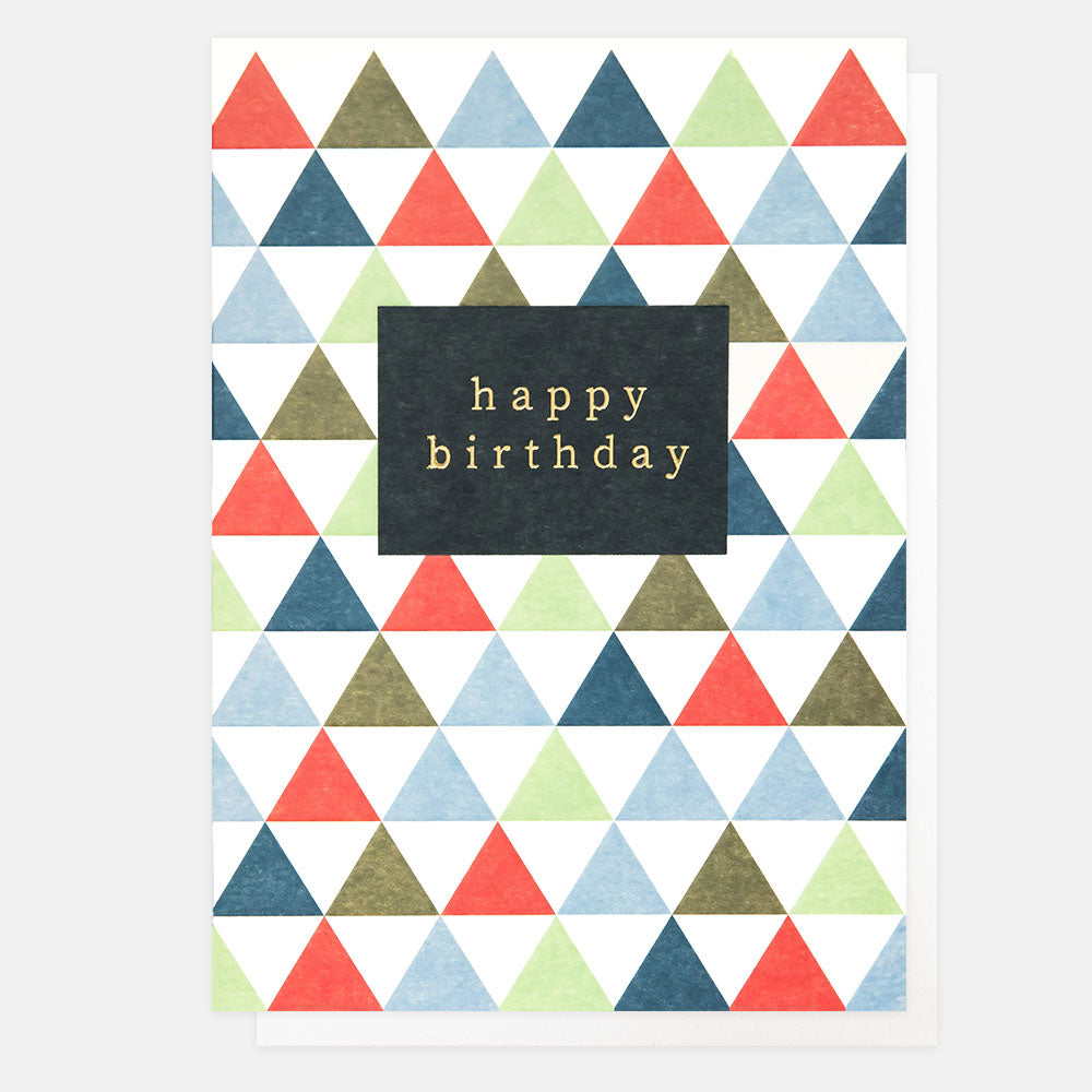 PWK027-Caroline G-Happy Birthday Triangles-Card-Pattern Work