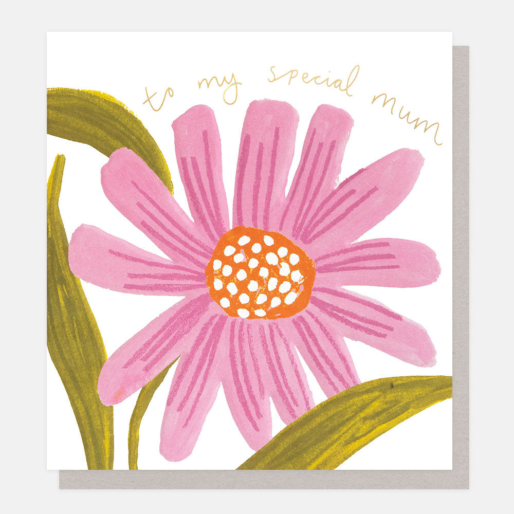 REL016-Caroline G-To My Special Mum Big Painted Pink Flower Head-Card-
