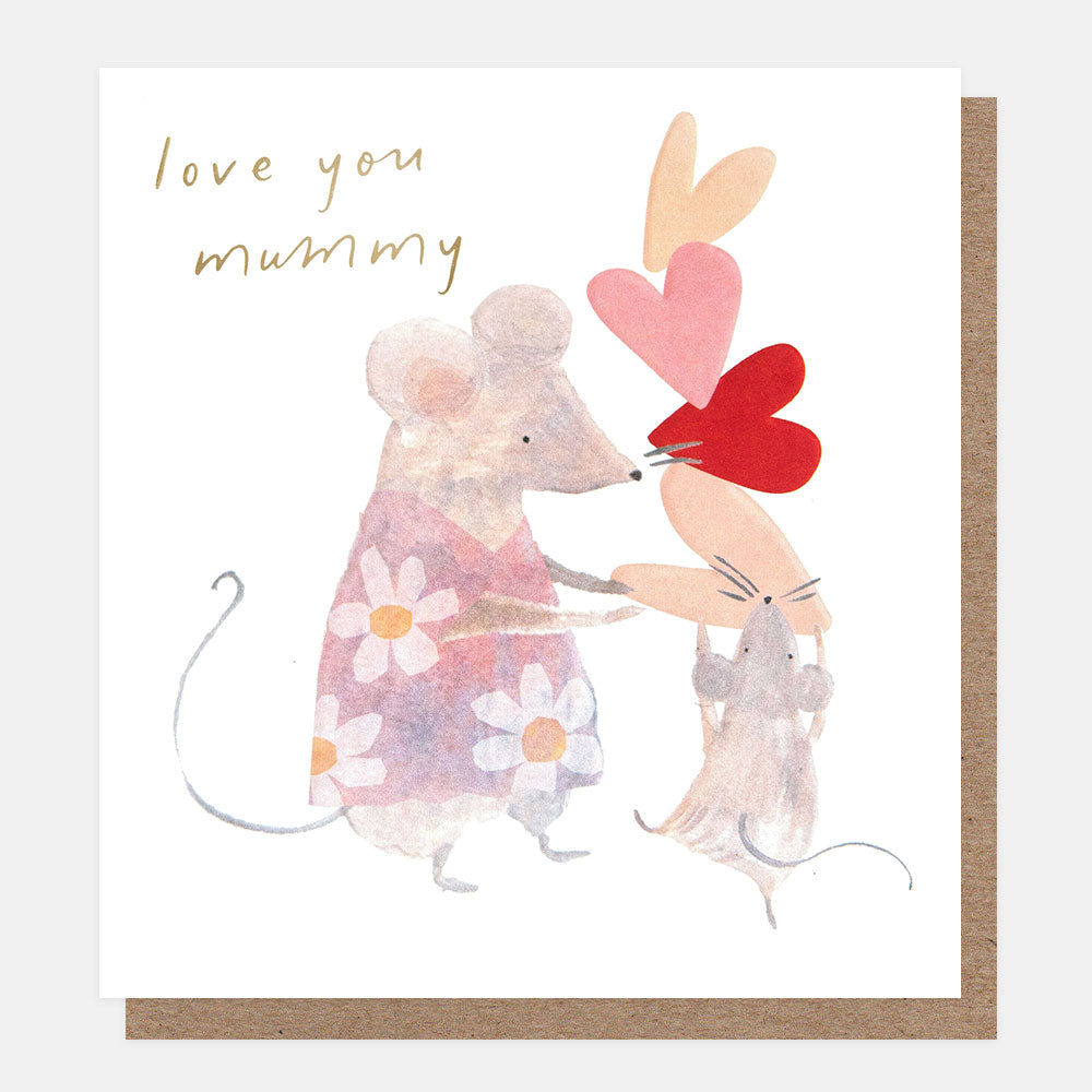 REL019-Caroline G-Love You Mummy Mice With Heart Stack-Card-
