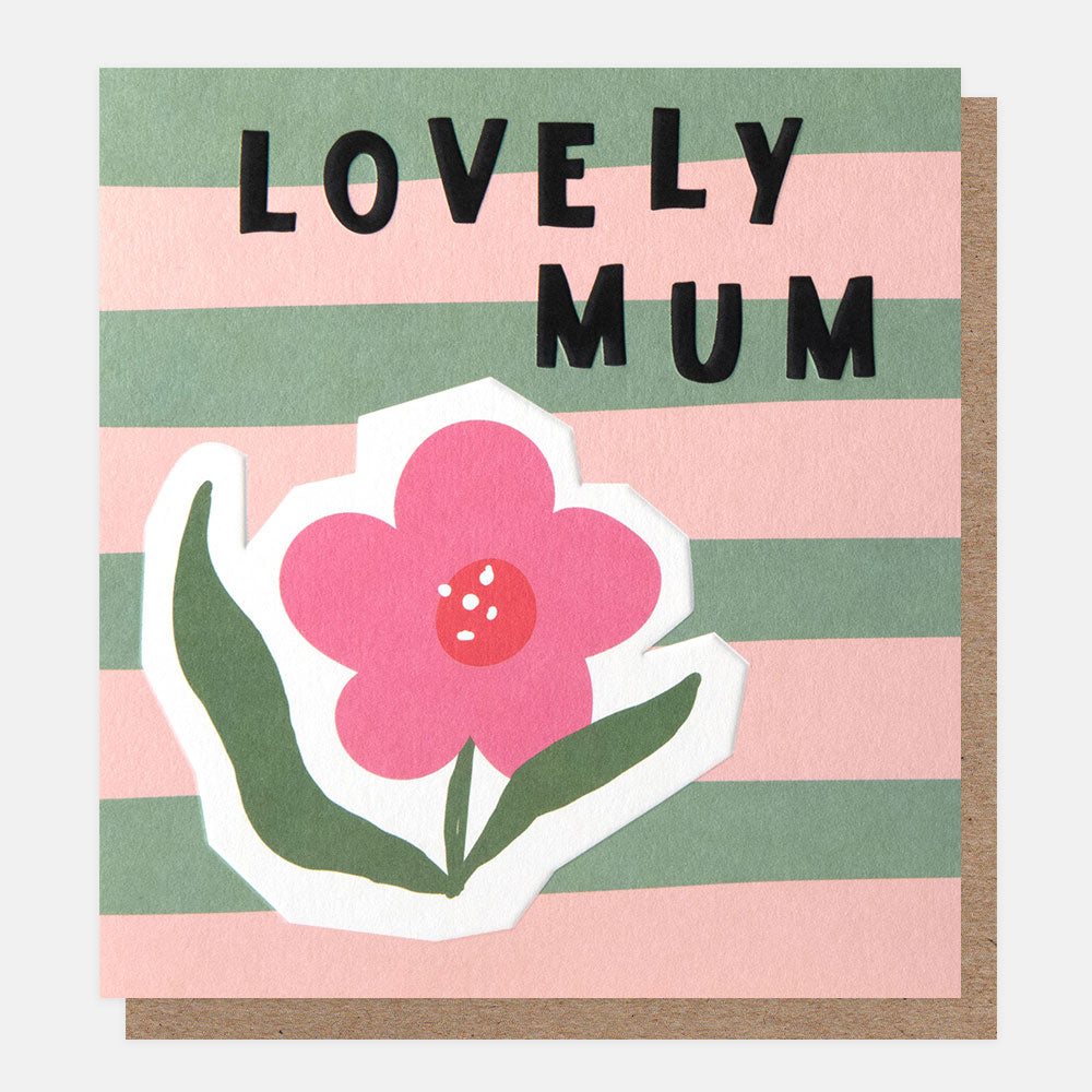 REL039-Caroline G-Lovely Mum Flower On Stripe-Card-Relations