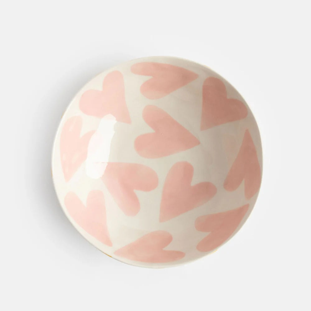 RSB102-Caroline G-Pink Hearts Stoneware Bowl-Bowl-Home