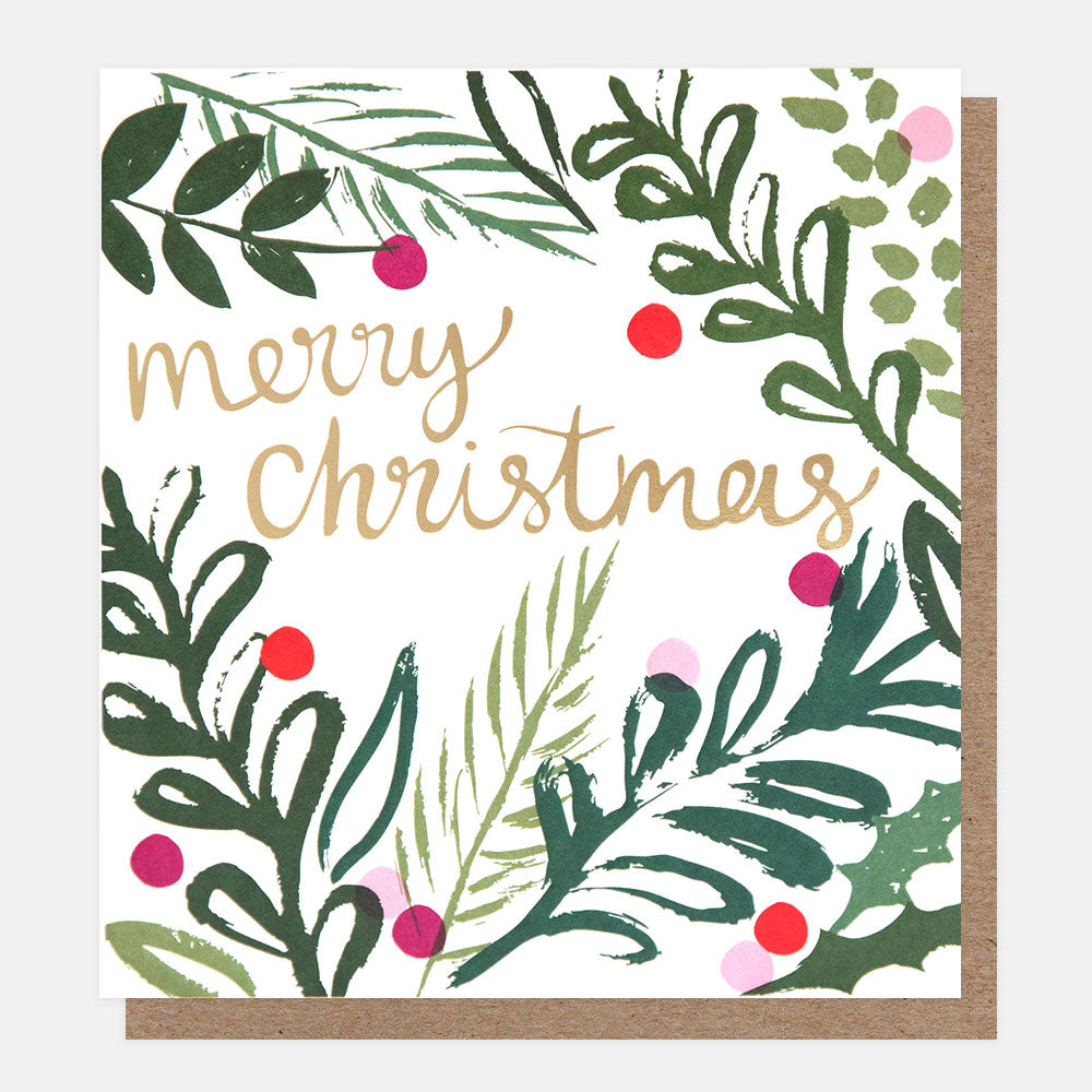 SGX018-Caroline G-Sketch Foliage And Berries Merry Christmas -Xmas Card-