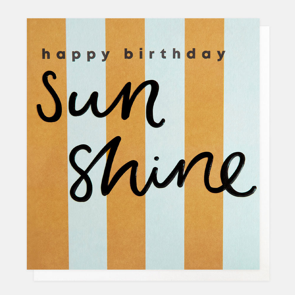 SIP005-Caroline G-Happy Birthday Sunshine Yellow And Blue Stripe-Card-Stripe