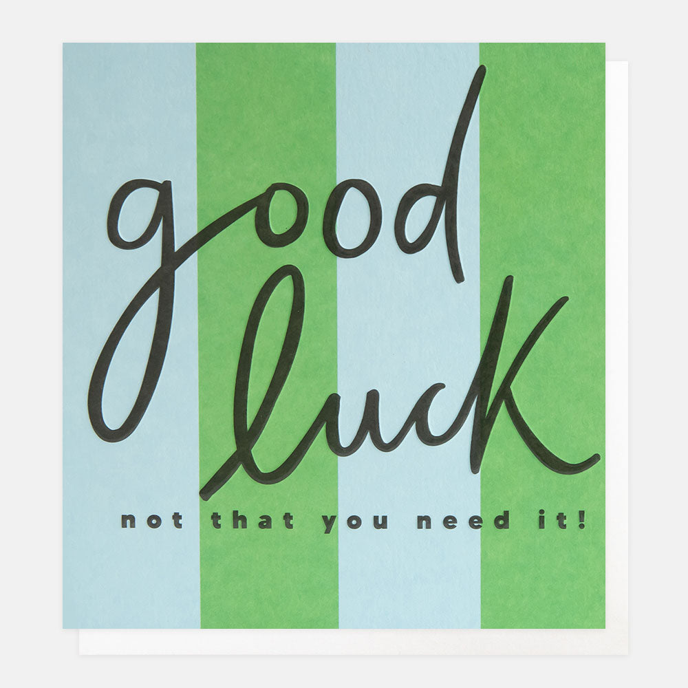 SIP015-Caroline G-Good Luck Green And Blue Stripe-Card-Stripe