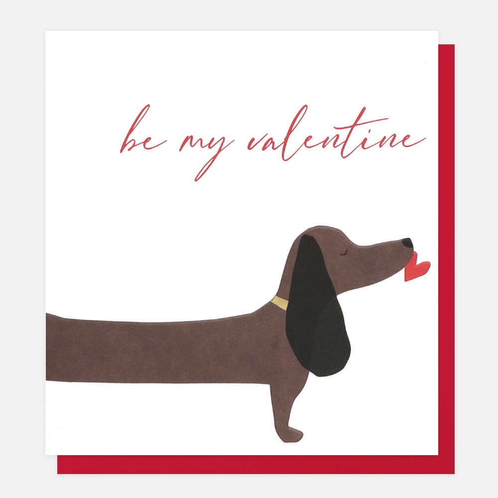 VAL012-Caroline G-Be My Valentine Sausage Dog-Card-Valentines Day