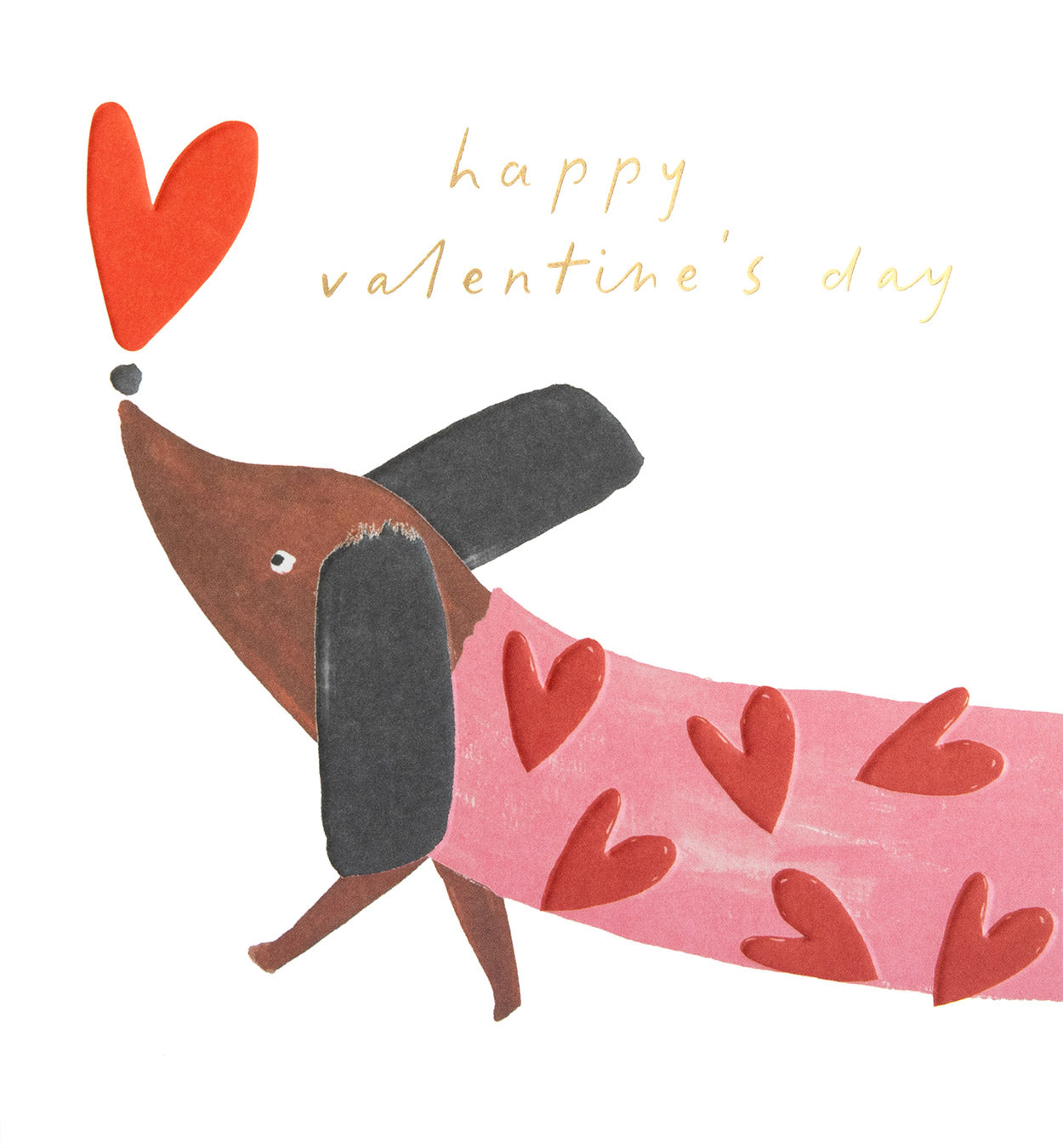 VAL022-Caroline G-Happy Valentine'S Day Sausage Dog In Heart Jumper-Card-