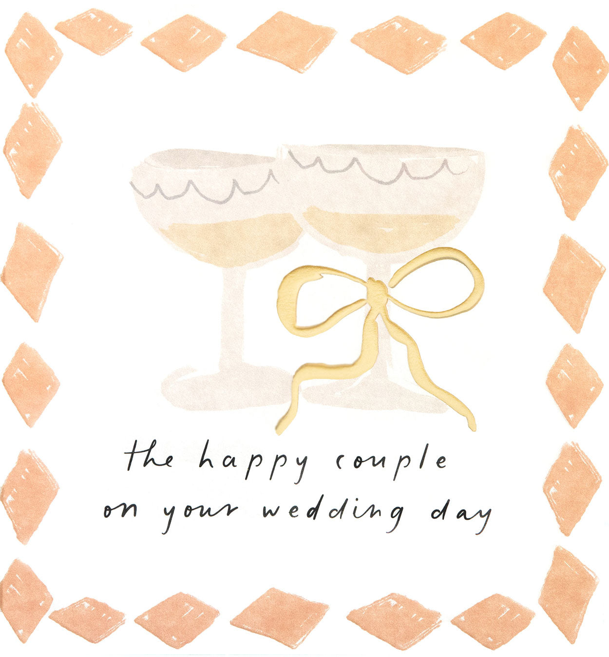 WED010-Caroline G-The Happy Couple On Your Wedding Day Glasses W/ Bow & Border-Card-