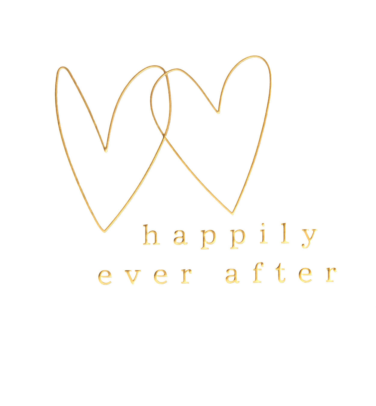 WED011-Caroline G-Happily Ever After Outline Overlapped Gold Hearts-Card-