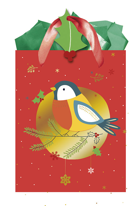 9613800669-Editor Groupe-Robin-Small Bags 14X18Cm-Xmas Gift Bag