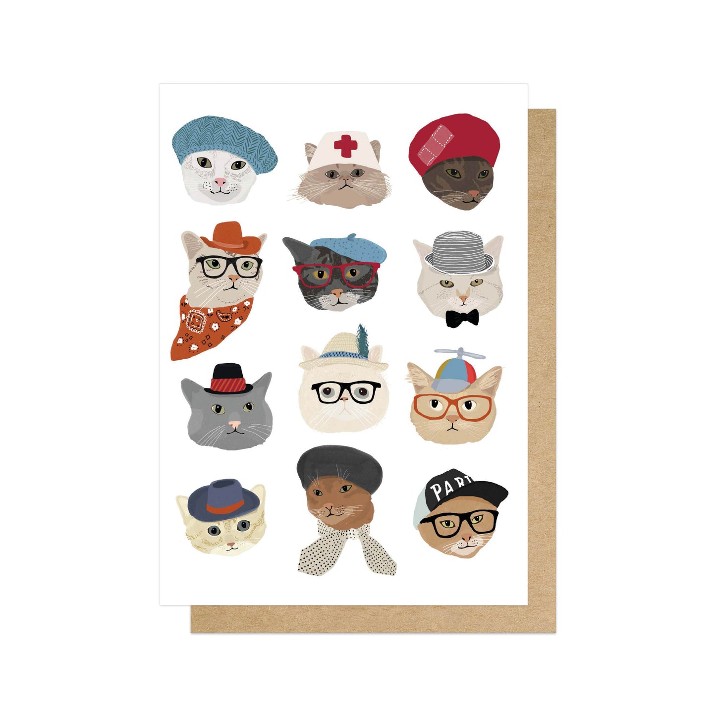 HANMEL026C-East End Prints-Cats In Hats-Card-Hanna Melin