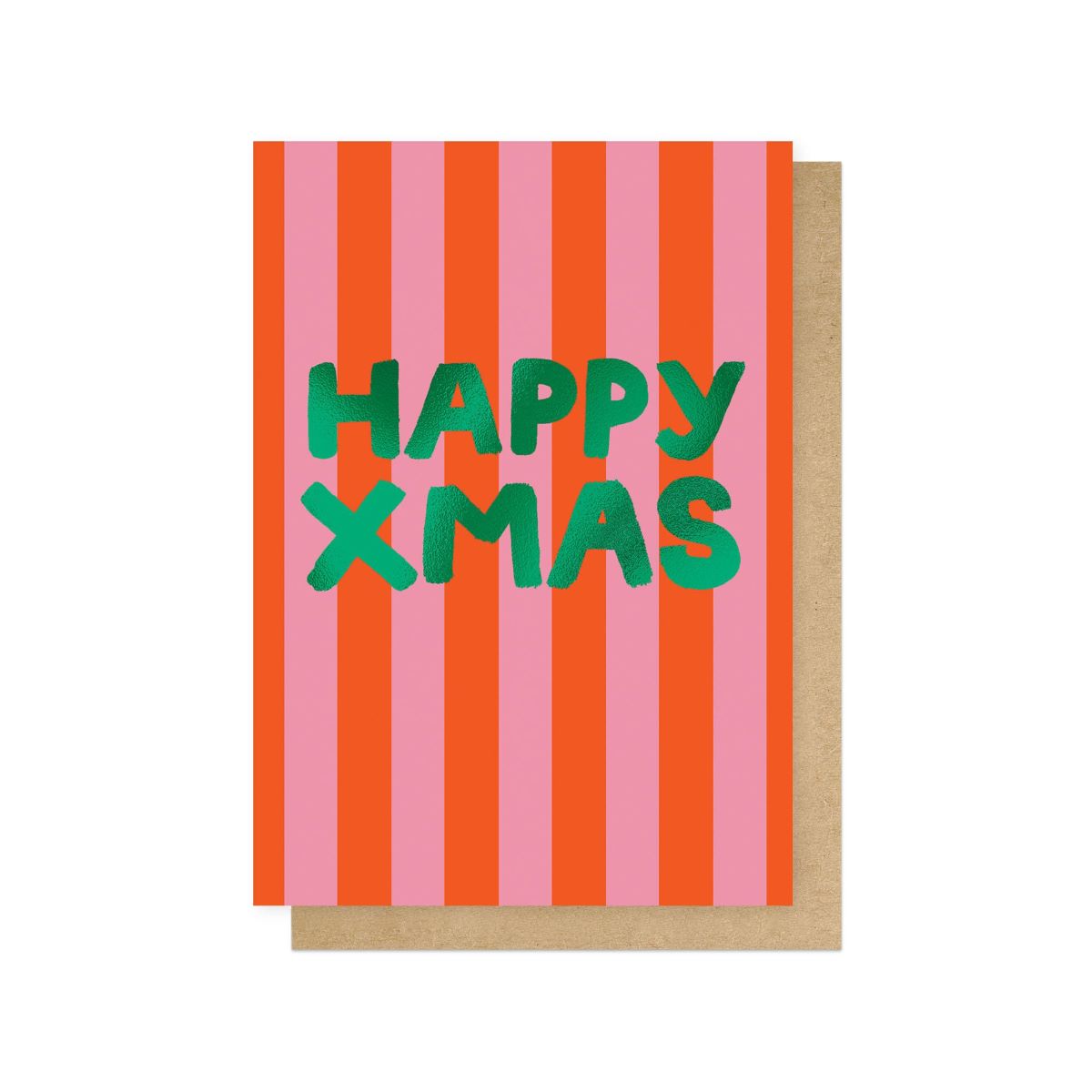 KERPAR021C-East End Prints-Happy Xmas Stripes-Xmas Card-Keren Parmley