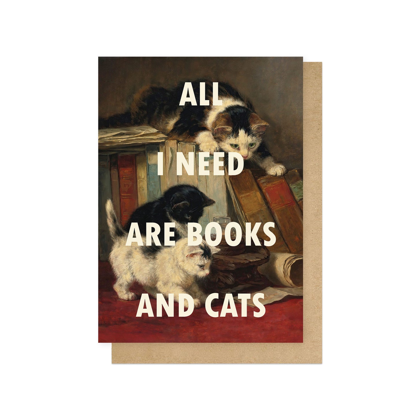 OHFINE194C-East End Prints-Books And Cats-Card-Oh Fine