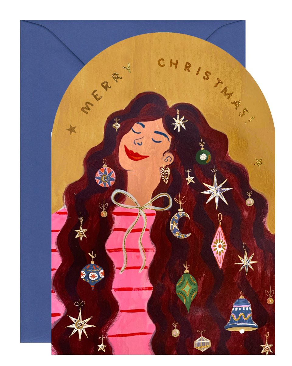 C-C0045-Ickaprint-Bauble Hair-Xmas Card-