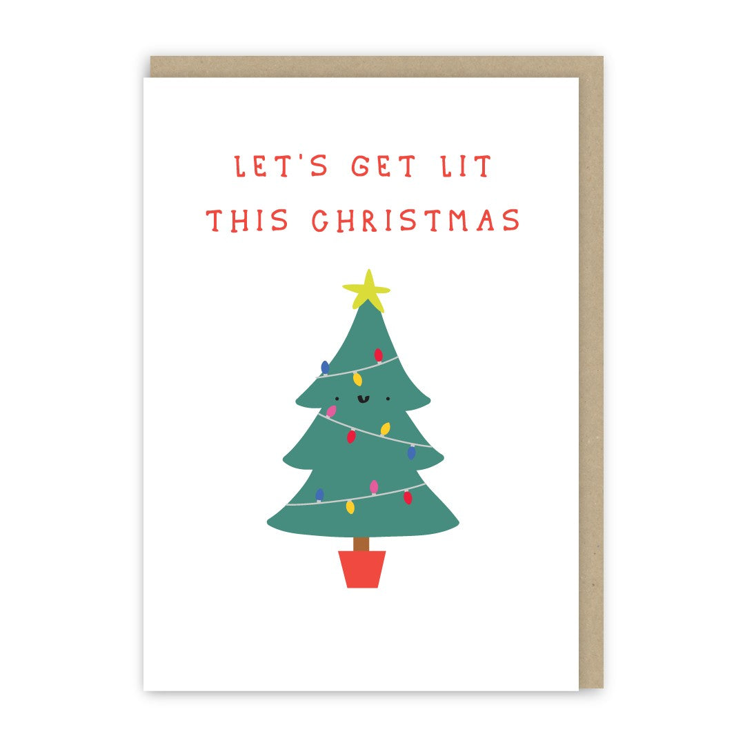 GC181-In Real Life-Get Lit-Xmas Card-Laughs And Giggles