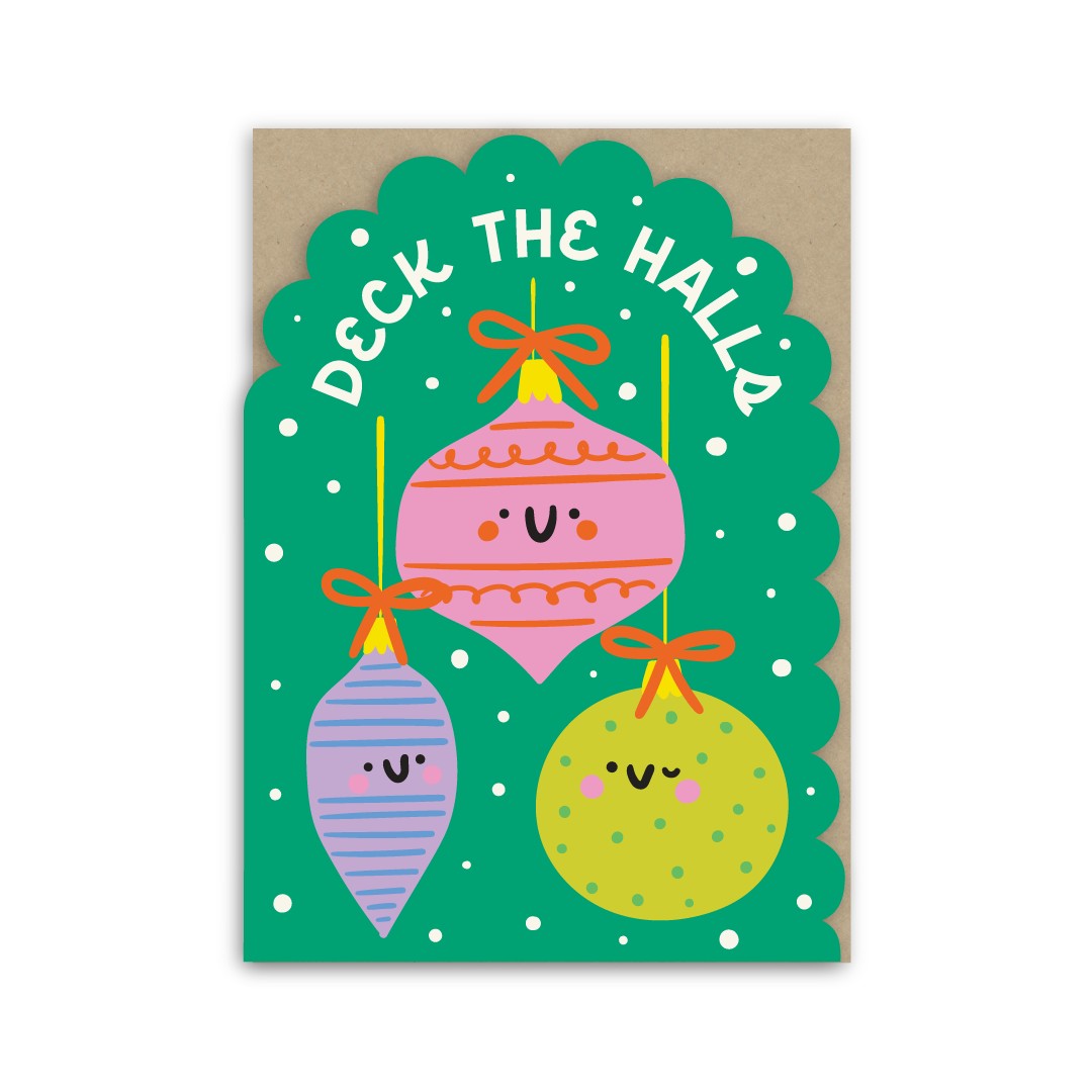 GC203-In Real Life-Baubles-Xmas Card-Colour Pop