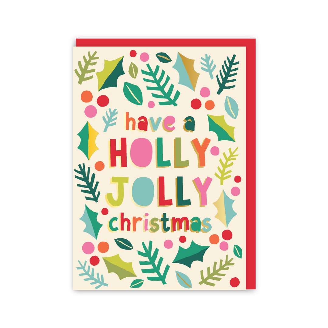 GC208-In Real Life-Holly Jolly-Xmas Card-Papercut Christmas