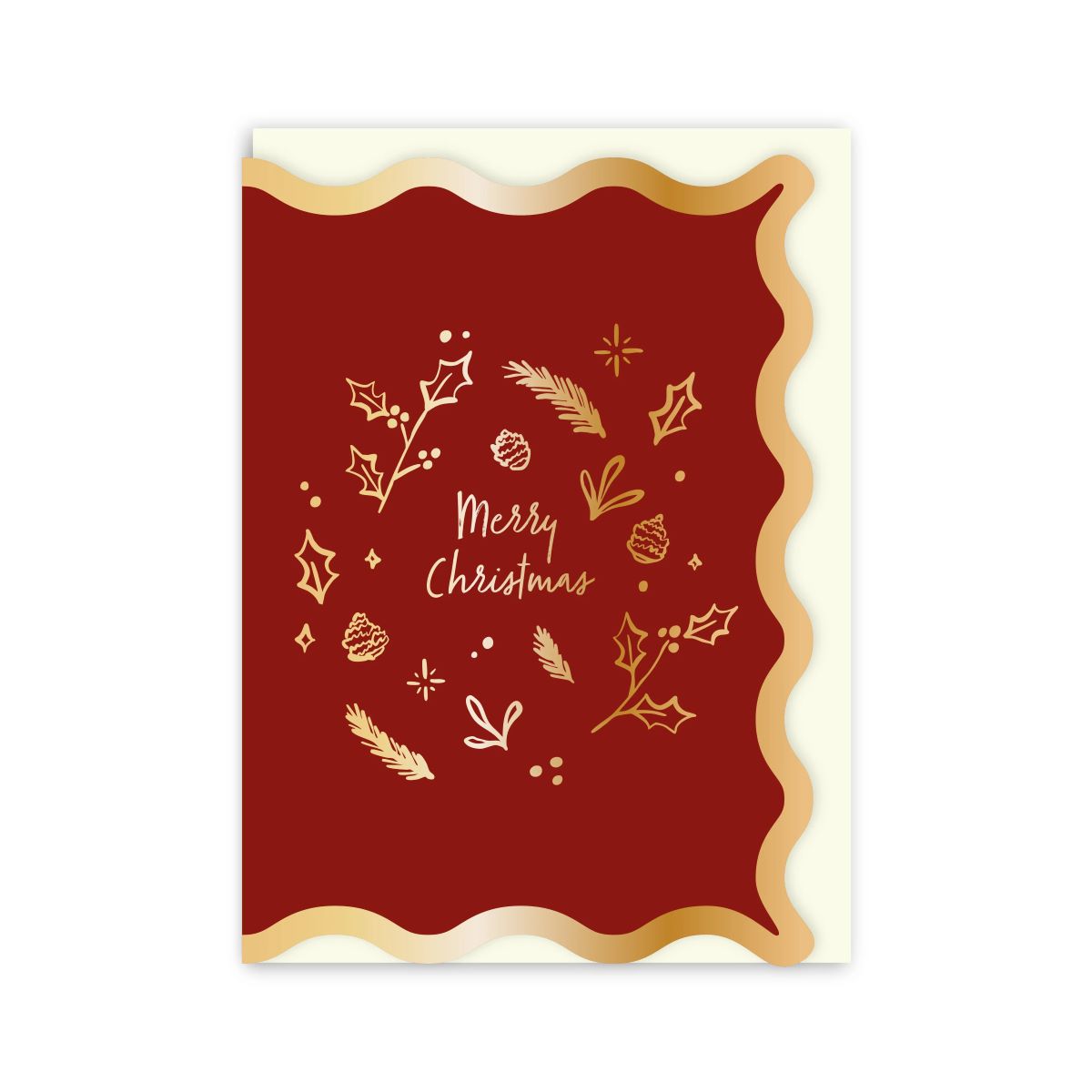 GC345-In Real Life-Merry Christmas Holly-Xmas Card-Merry And Bright