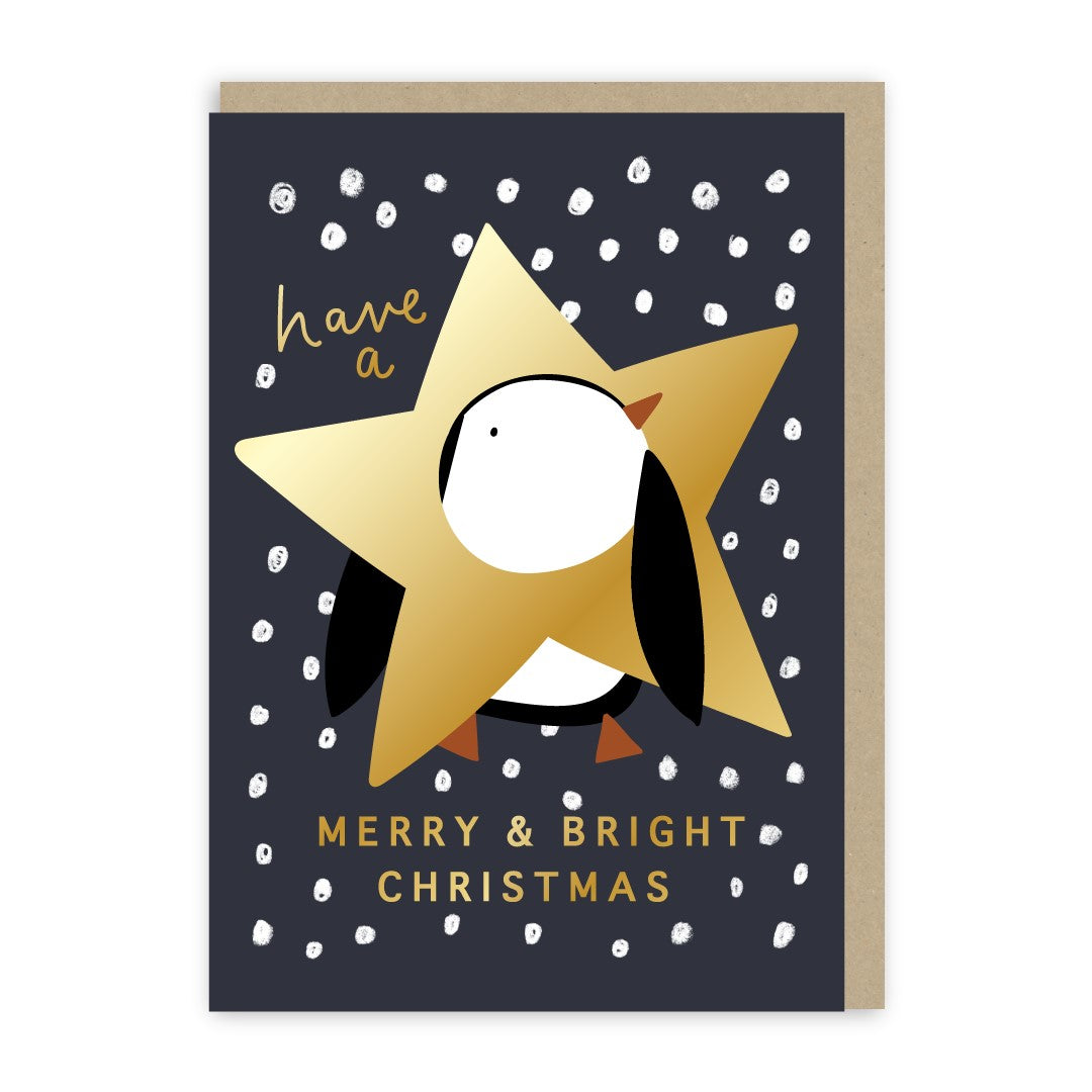GC420-In Real Life-Penguin With Star-Xmas Card-Christmas Joy
