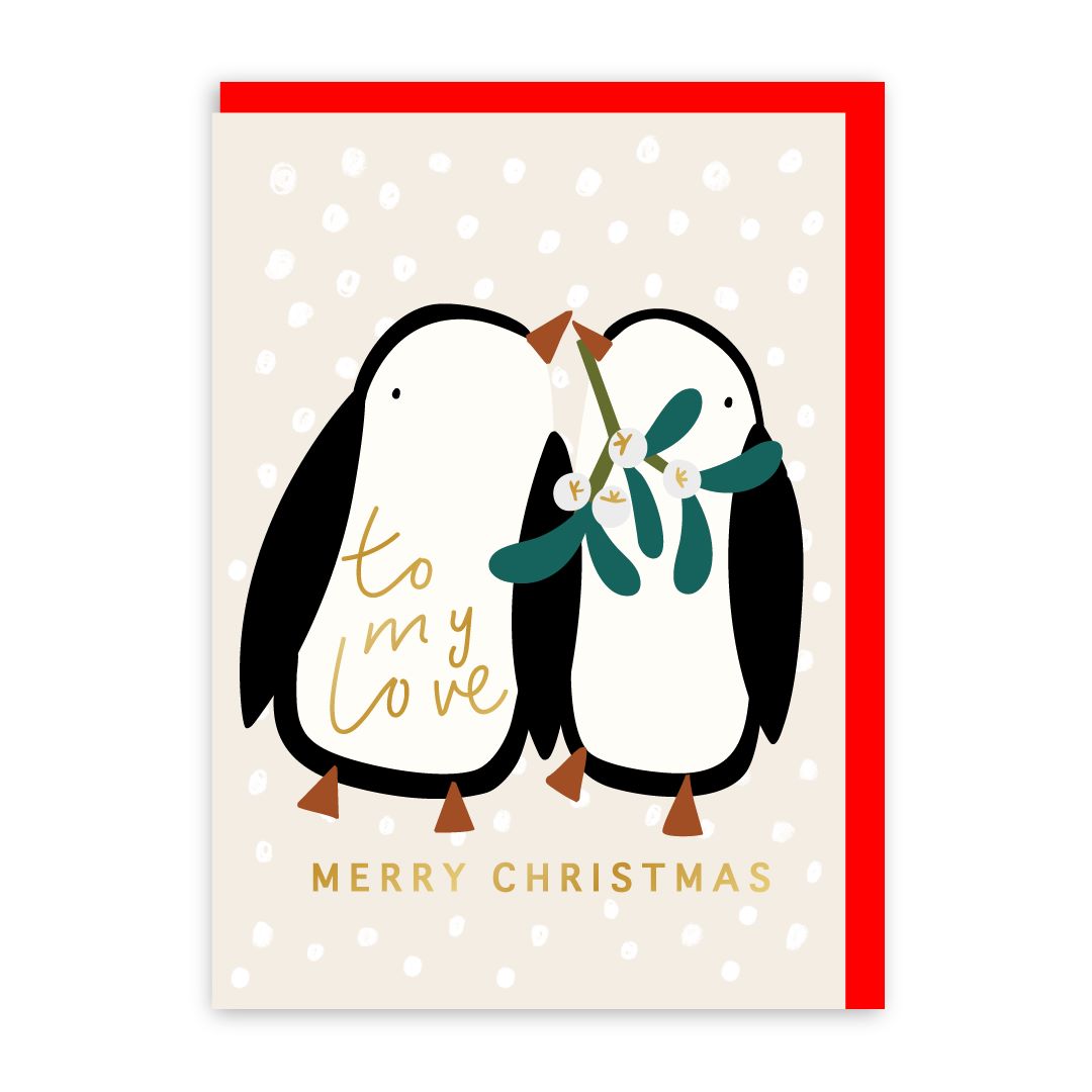 GC424-In Real Life-To My Love Penguins-Xmas Card-Christmas Joy