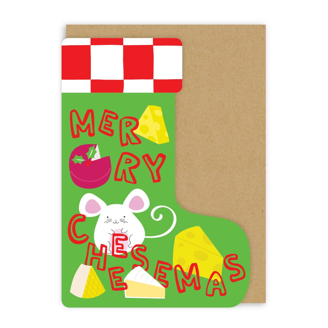 GC426-In Real Life-Merry Cheesemas-Xmas Card-Merry Little Stockings