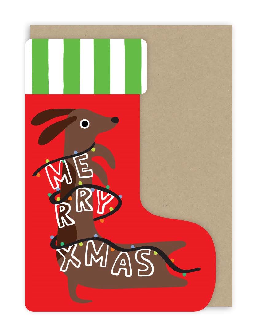 GC428-In Real Life-Merry Xmas Dog-Xmas Card-Merry Little Stockings