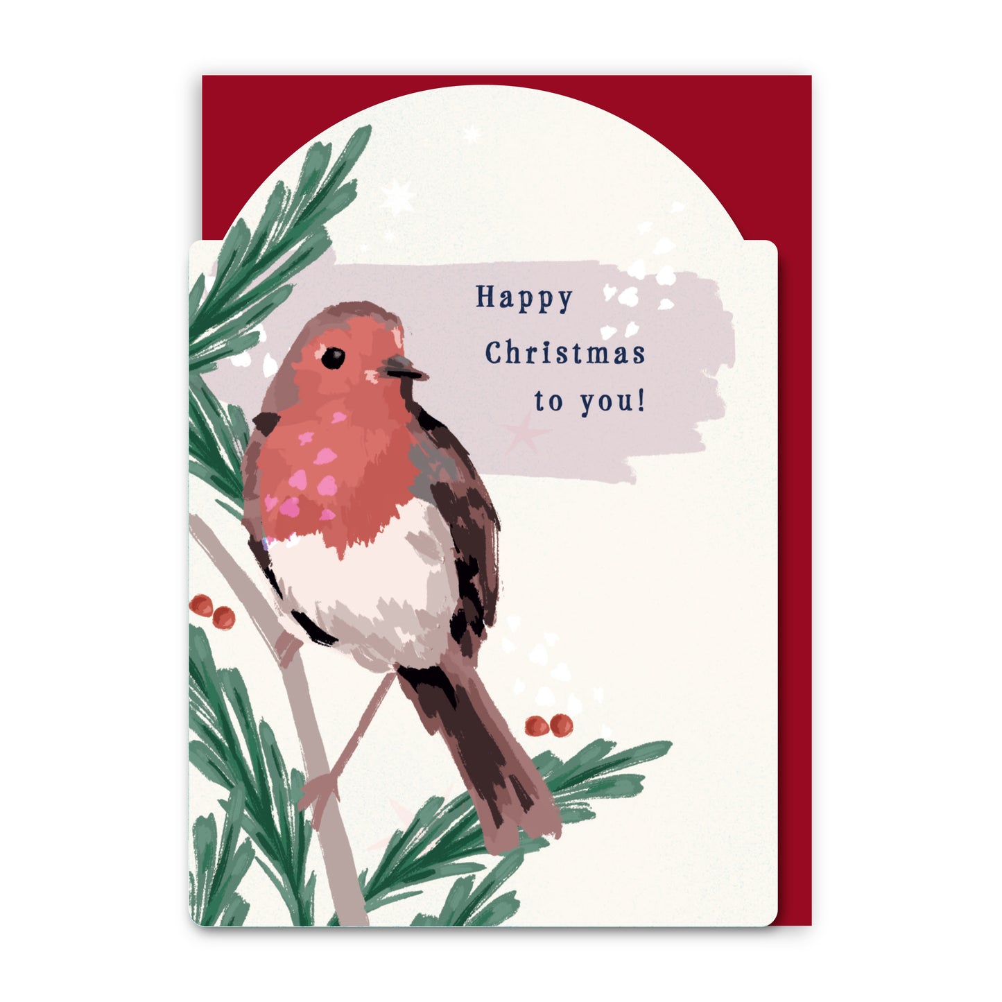 GC438-In Real Life-Festive Robin-Xmas Card-Festive Star