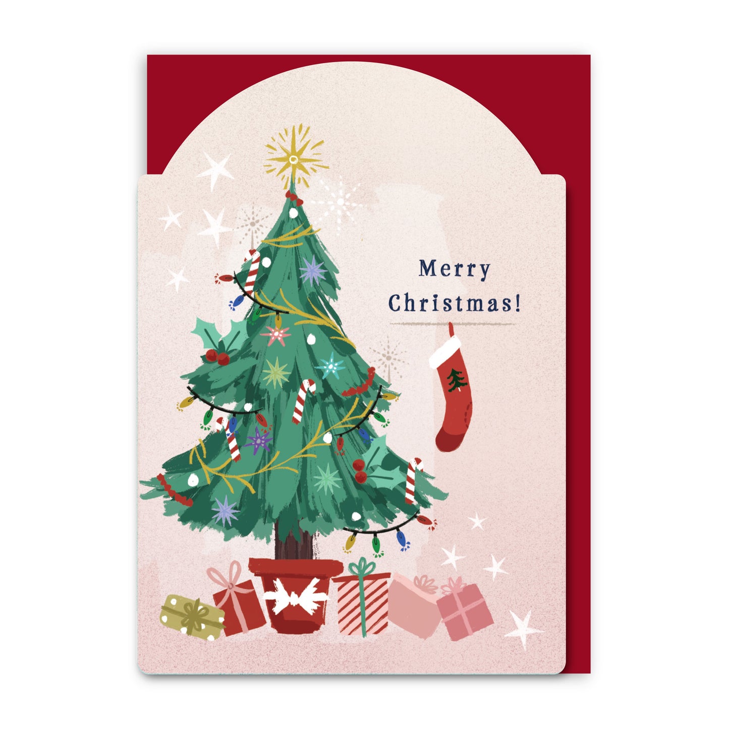 GC439-In Real Life-Merry Christmas Tree-Xmas Card-Festive Star