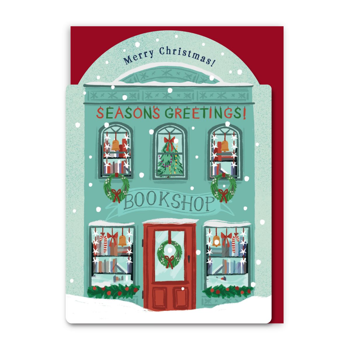 GC445-In Real Life-Christmas Bookshop-Xmas Card-Festive Star