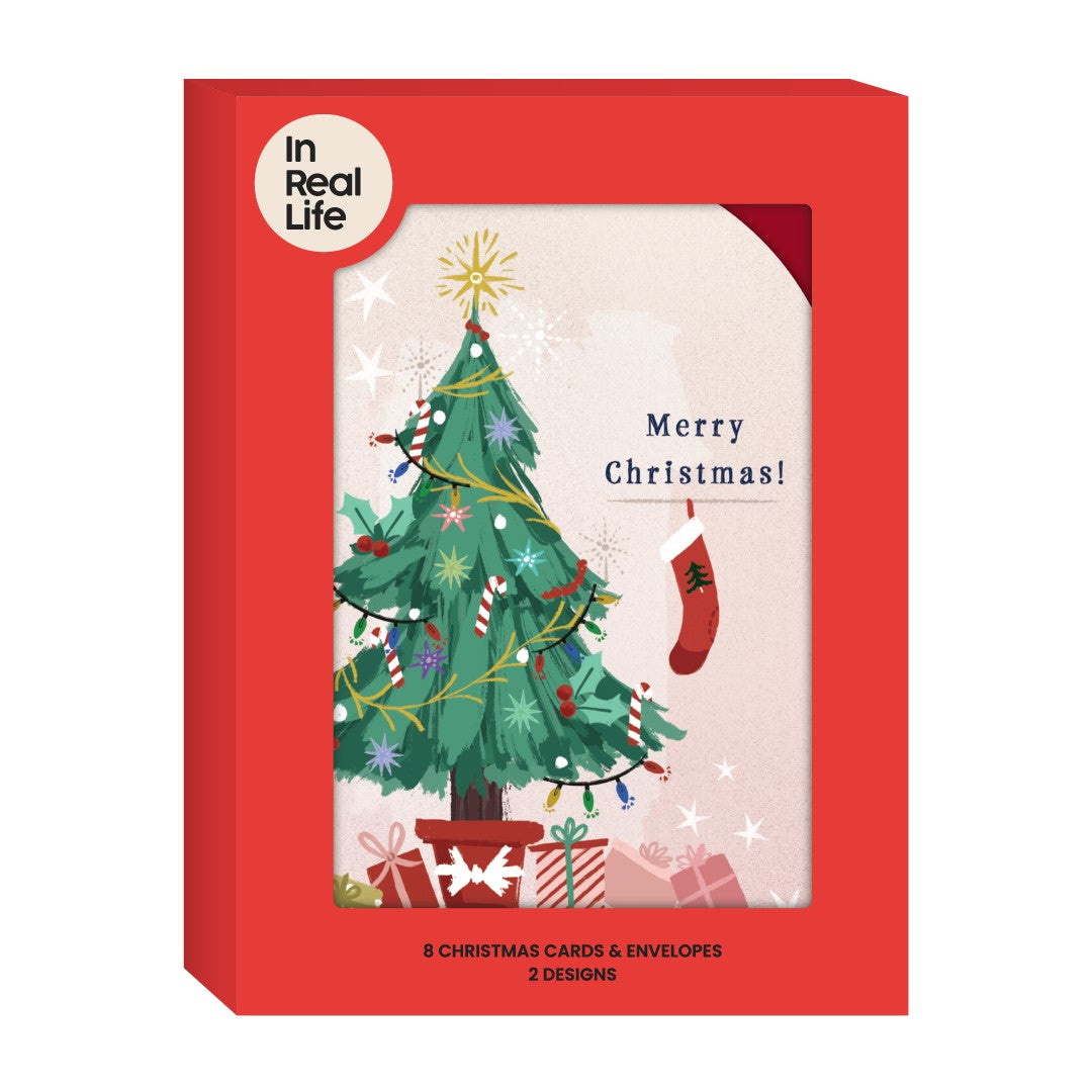 GC467-In Real Life-Festive Star 8Pk-Xmas Card Pack-8 Px 2 Designs