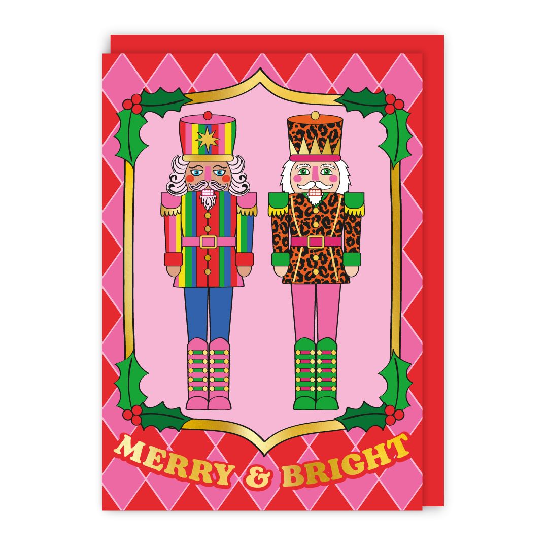 GC476-In Real Life-Merry & Bright Nutcrackers-Xmas Card-Merry Kitschmas