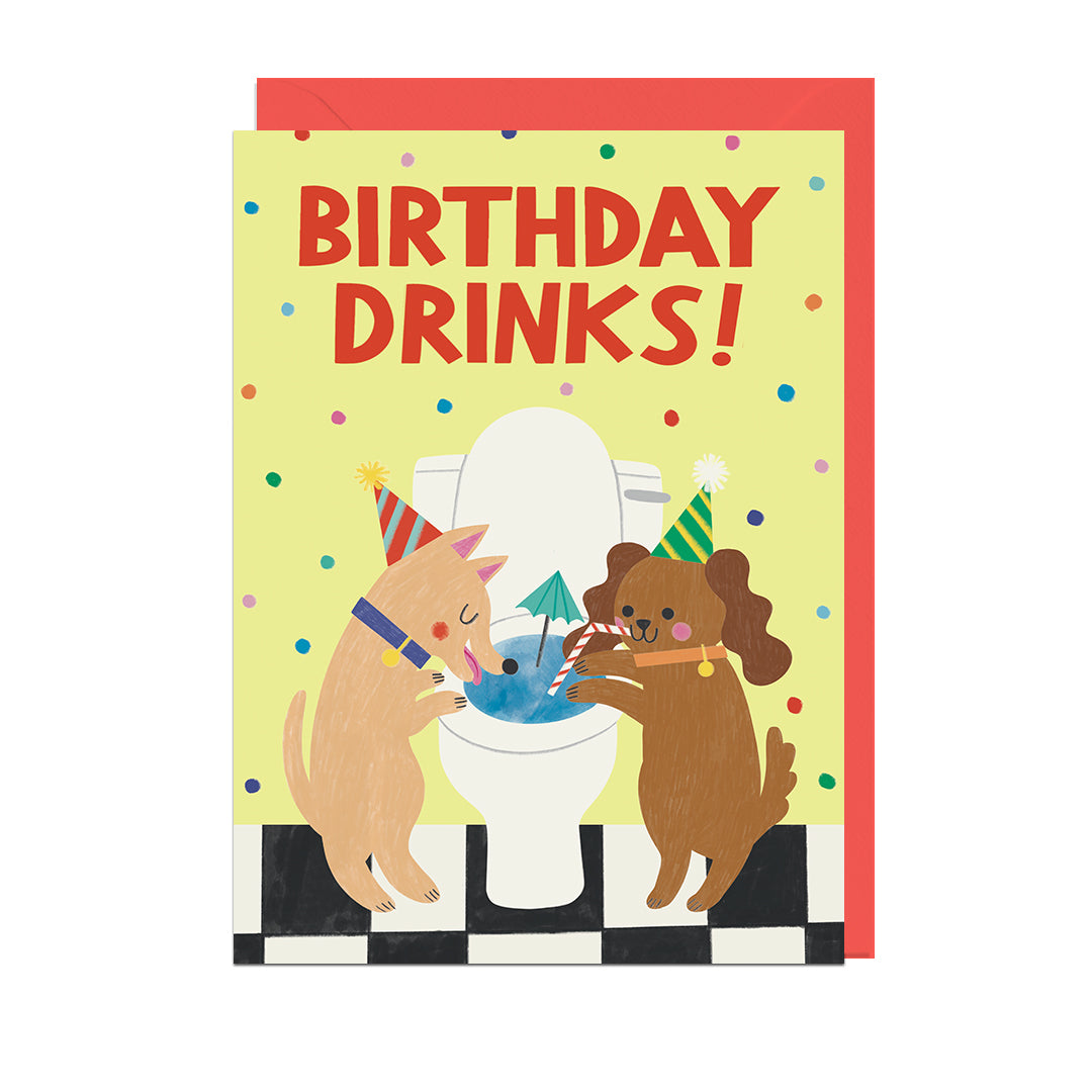AM102-Jolly Awesome-Birthday Drinks Dogs-Card-Alice Mole