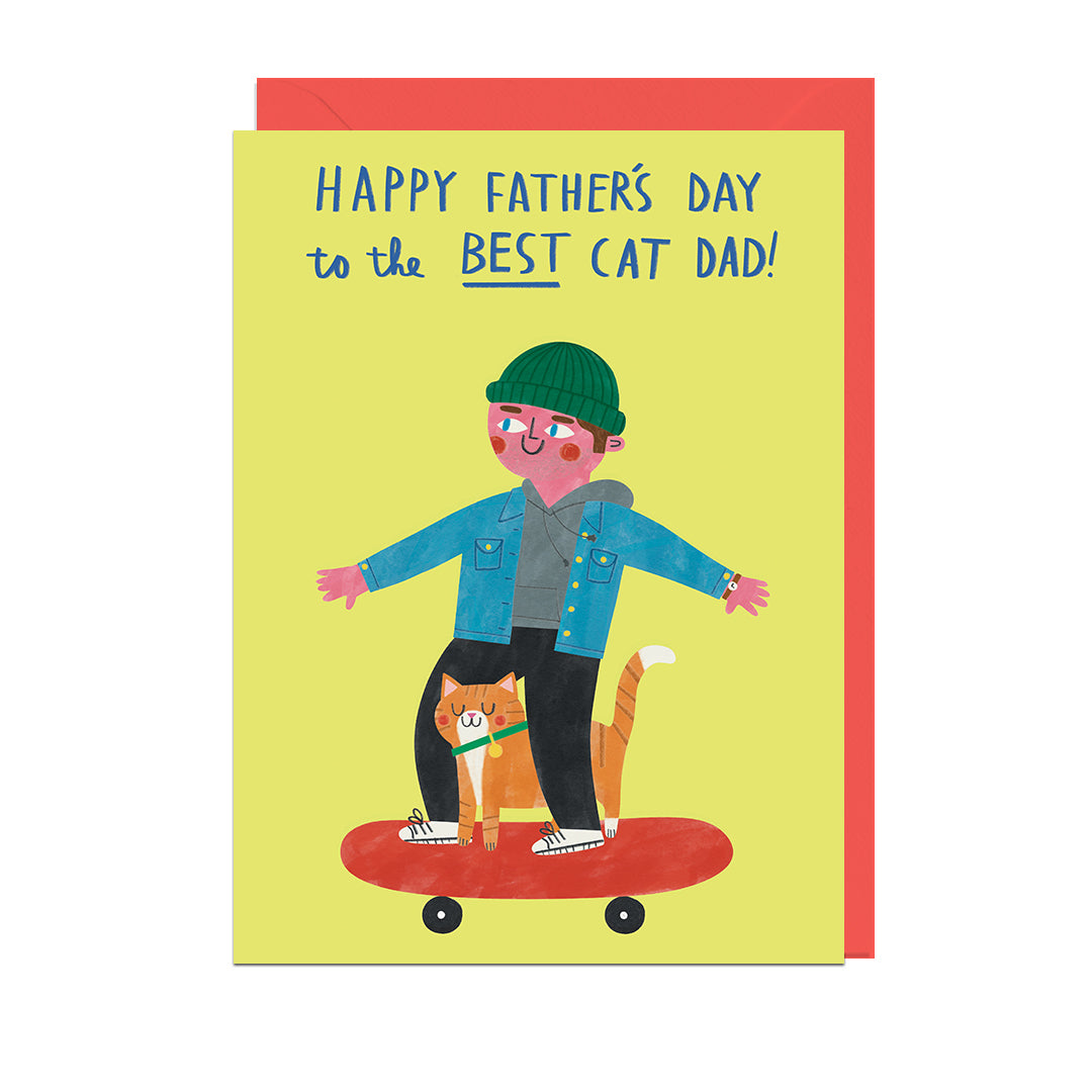 AM106-Jolly Awesome-Happy Father'S Day Best Cat Dad Poppy Red Envelope-Card-Alice Mole