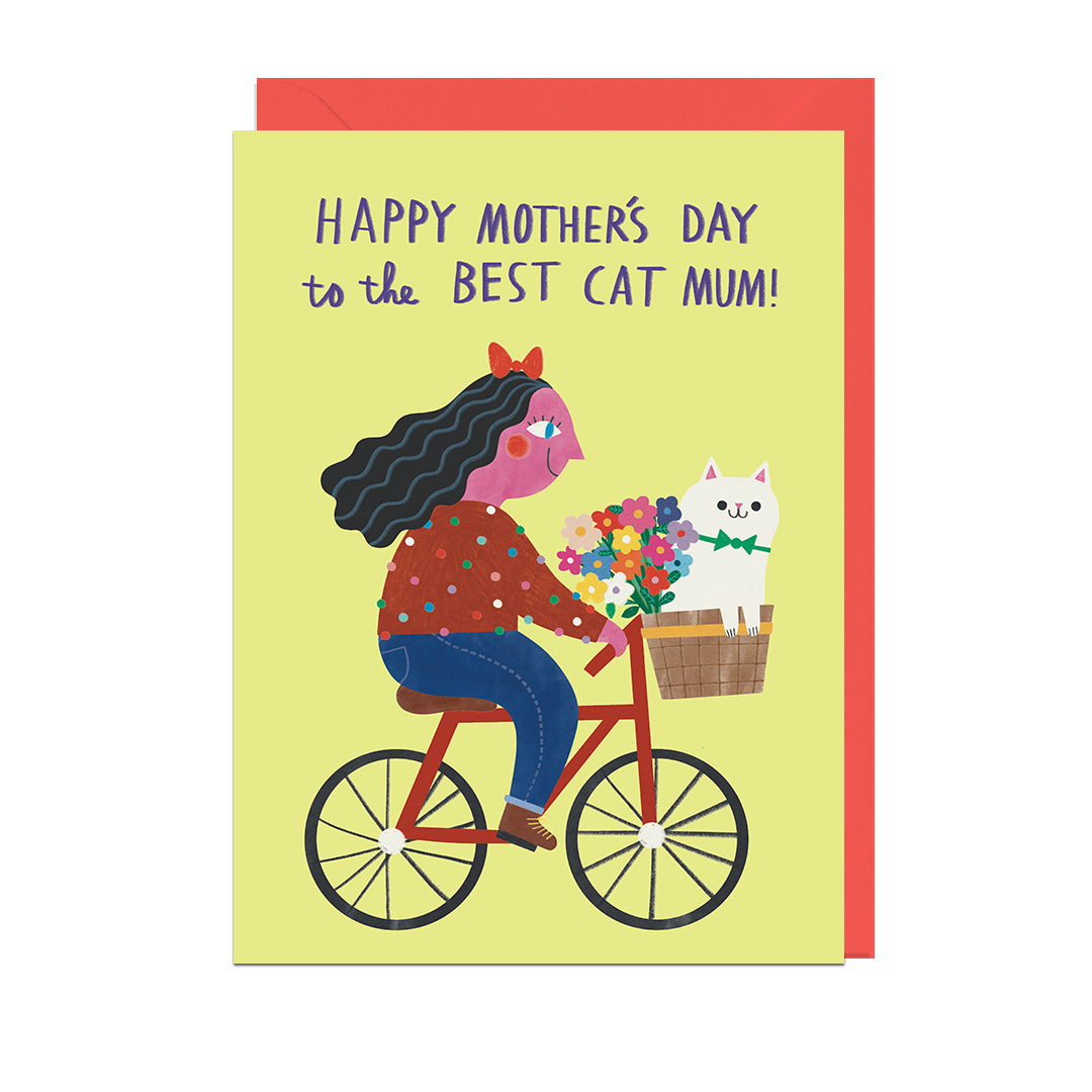 AM110-Jolly Awesome-Happy Mother'S Day Best Cat Mum Poppy Red Envelope-Card-Am110
