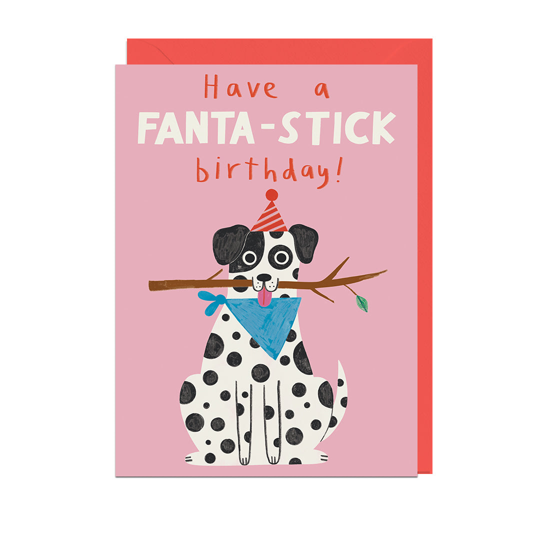 AM115-Jolly Awesome-Fanta-Stick Birthday Dog-Card-Alice Mole