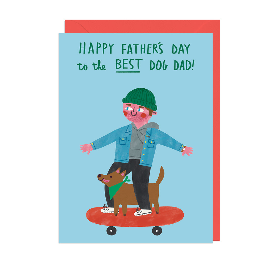 AM120-Jolly Awesome-Happy Fathers Day Best Dog Dad Poppy Red Envelope-Card-Alice Mole