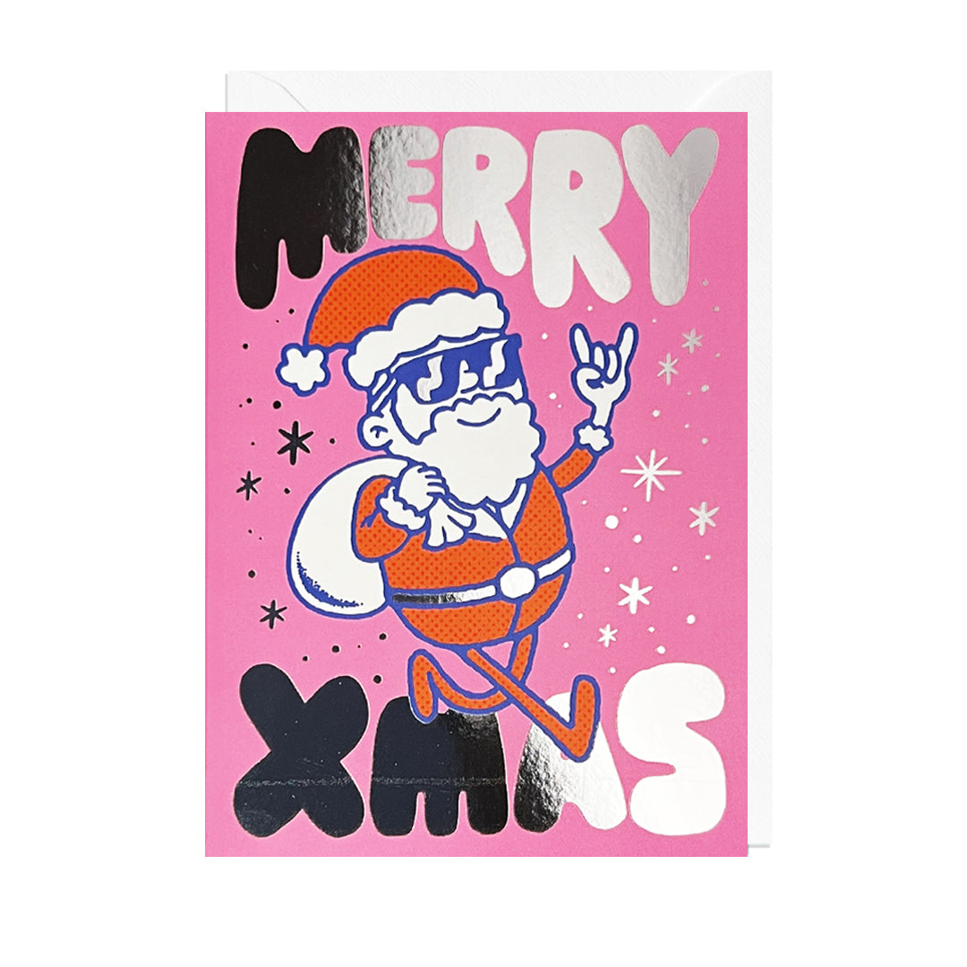 ANTI113-Jolly Awesome-Cool Santa Foil-Xmas Card-
