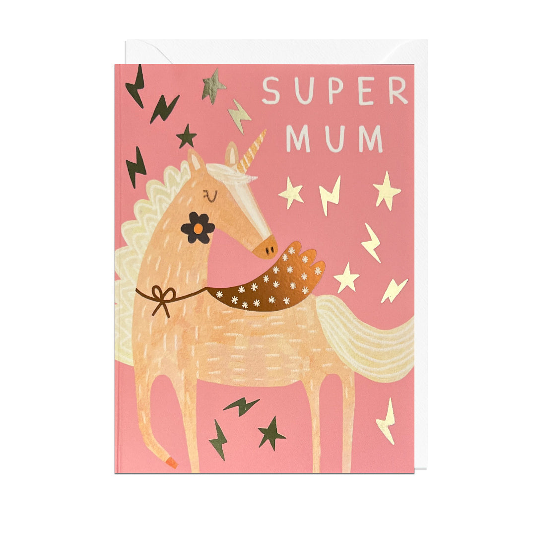 DO225FOIL-Jolly Awesome-Super Mum Unicorn - Foil-Card-Do225Foil