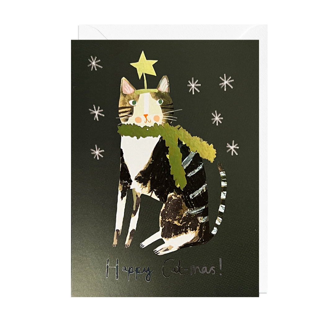 DO295FOIL-Jolly Awesome-Happy Cat-Mas-Xmas Card-Darcie Olley