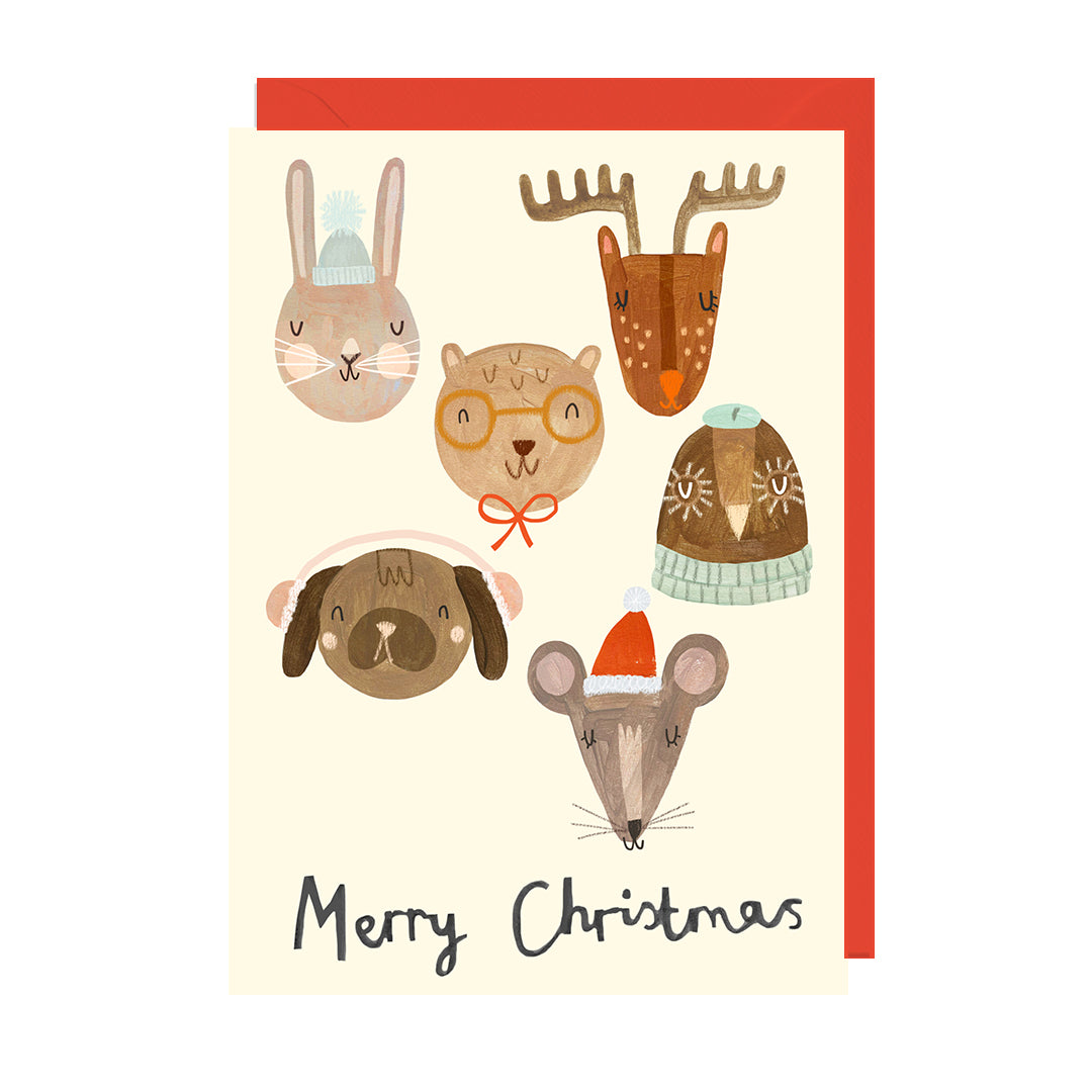 DO303-Jolly Awesome-Merry Christmas Animals - Red Envelope-Xmas Card-