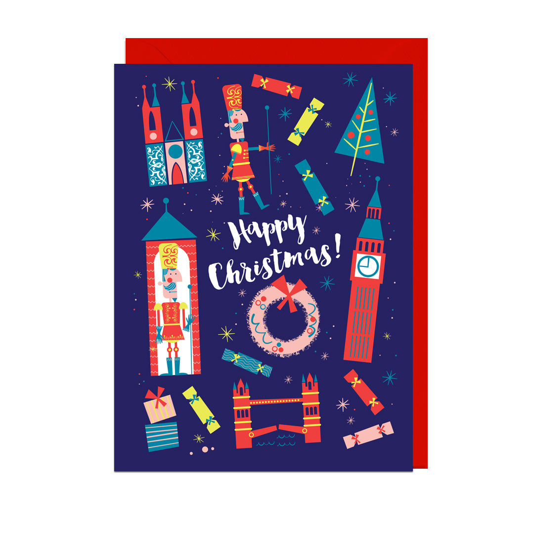 EM113-Jolly Awesome-Happy Christmas London Nutcracker-Xmas Card-