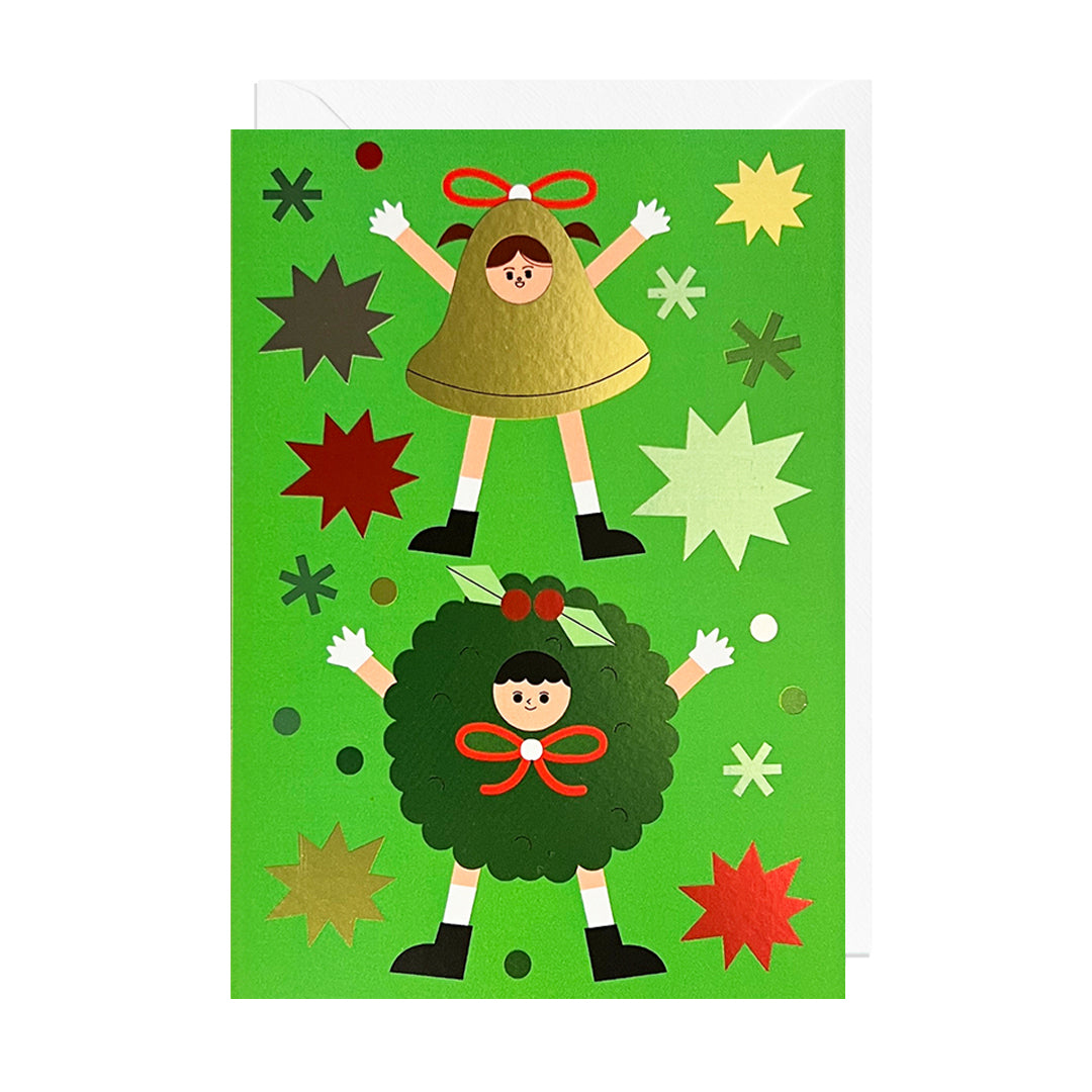 LP103-Jolly Awesome-Christmas Wreath Foil-Xmas Card-