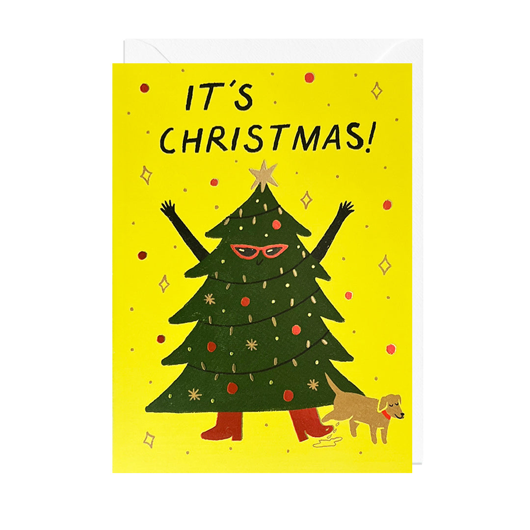 RDF213-Jolly Awesome-Its Christmas Tree Foil-Xmas Card-