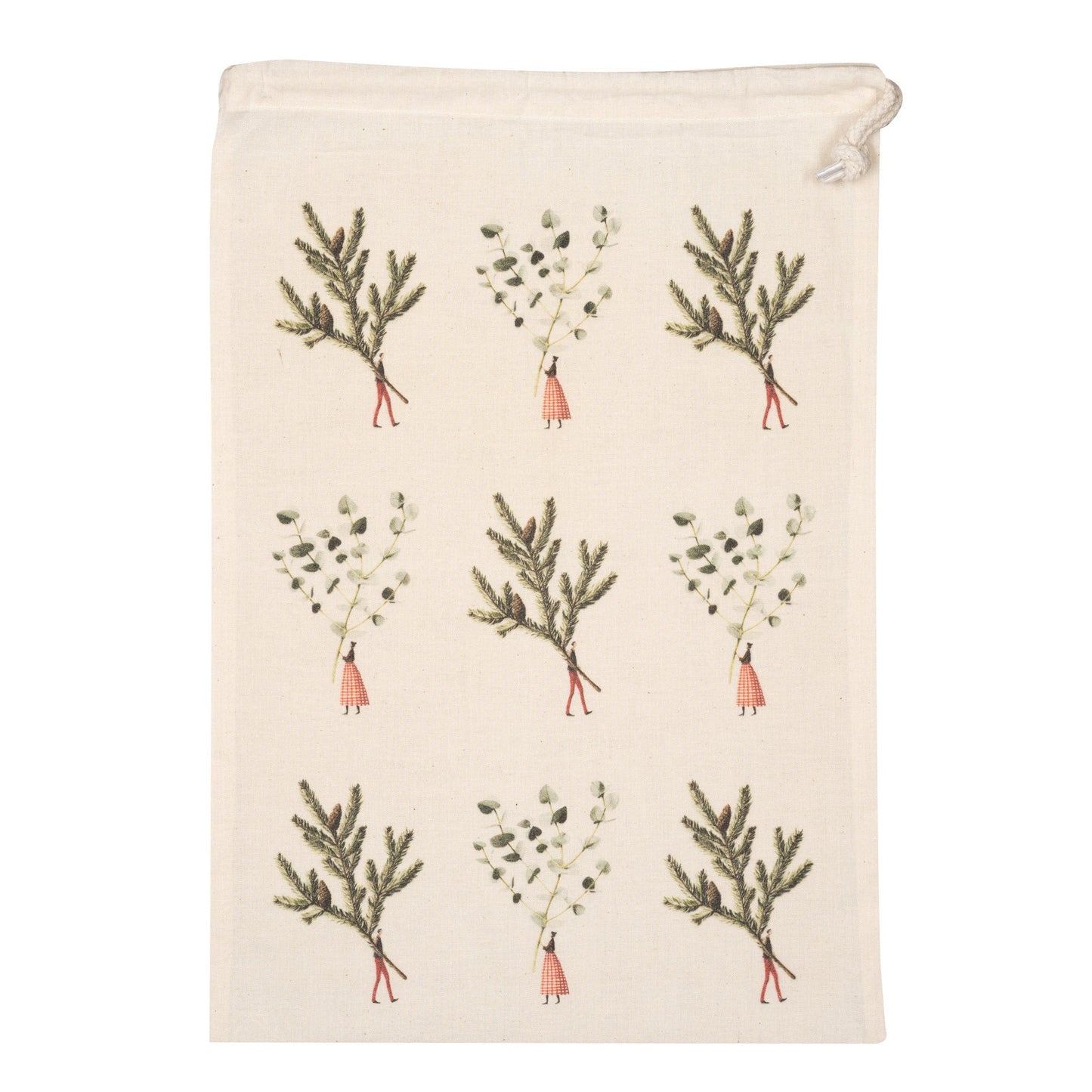 HC041-Laura Stoddart-Spruce & Eucalyptus-Xmas Gift Bag-Medium Drawstring Bag 30 X 44.5 Cm