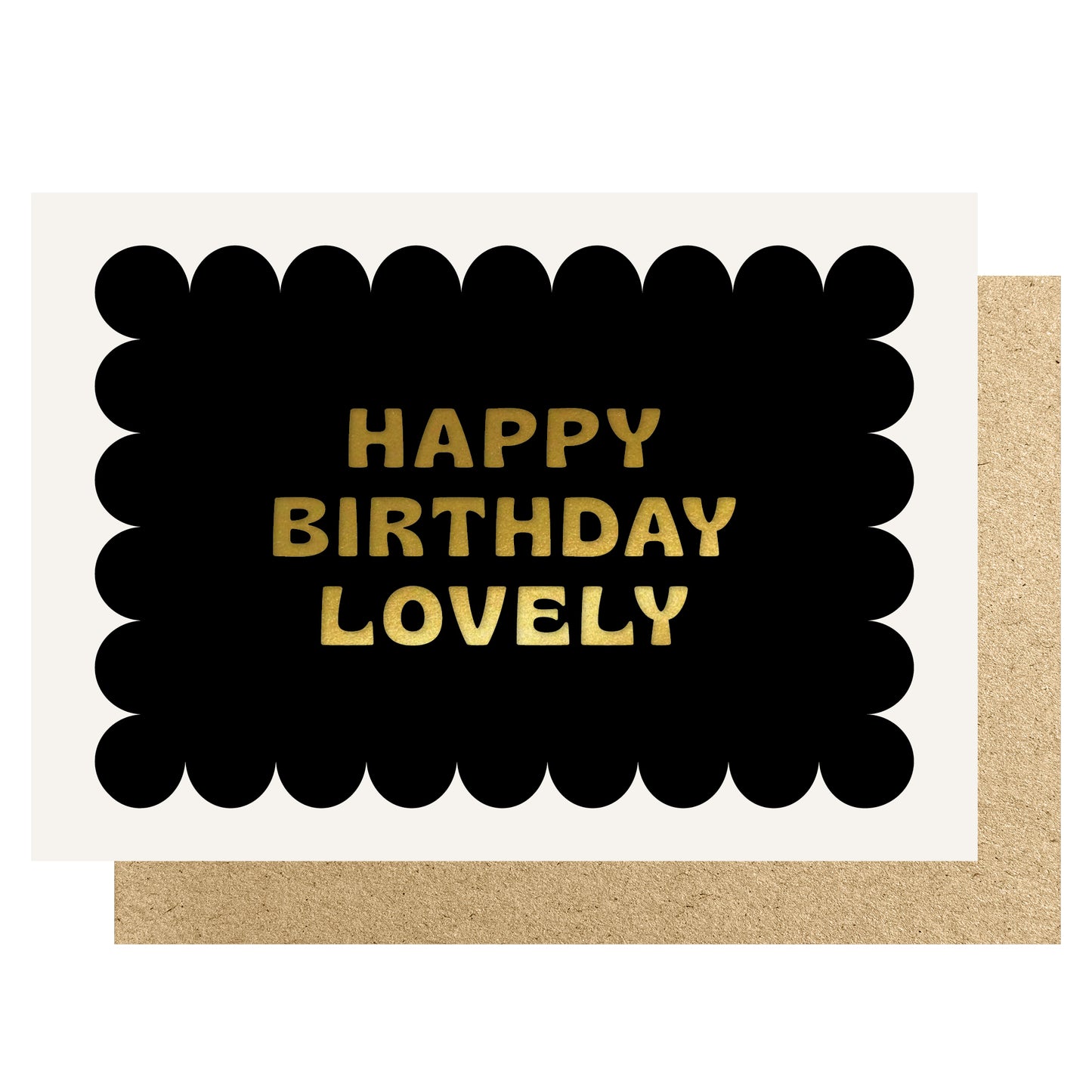 SC002-Lucky Ink-Happy Birthday Lovely Black Scallop Rectangle-Card-