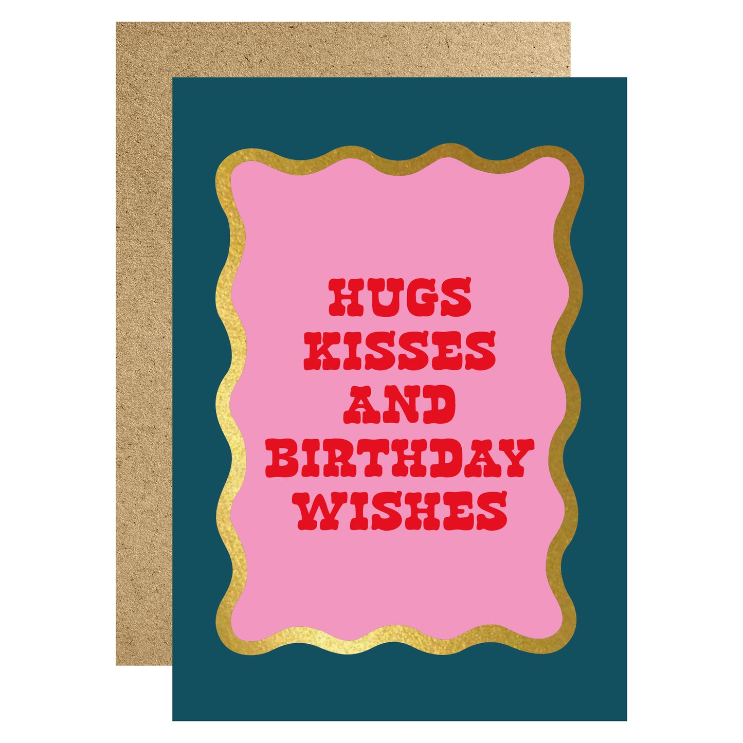 WV030-Lucky Ink-Hugs Kisses Bday Wishes-Card-Wavy